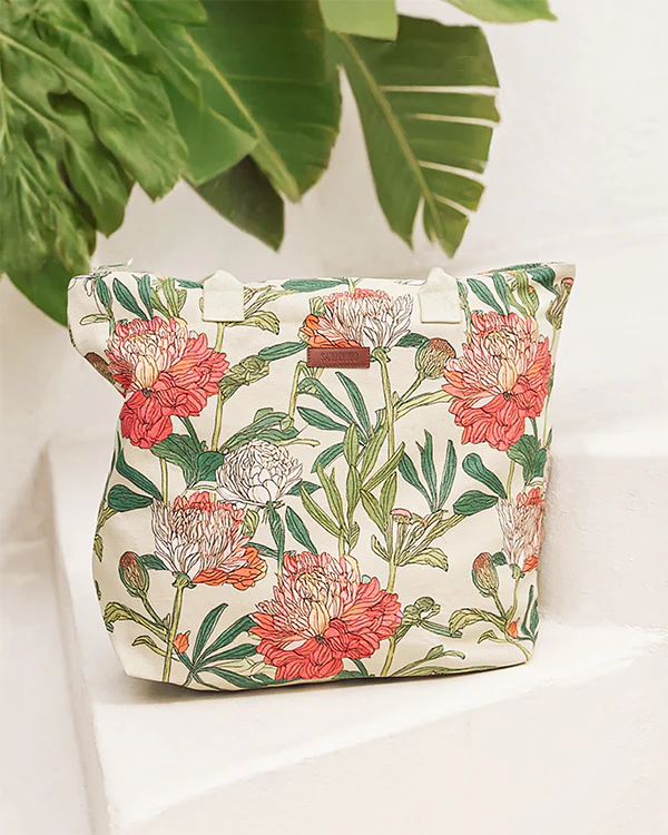 Floral Beach Tote (With Zipper Closure) - Image 2