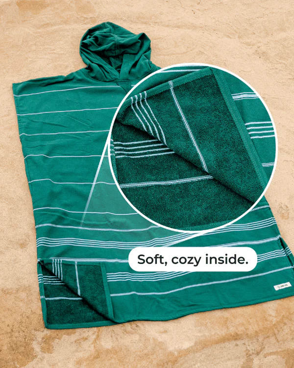 Classic Stripe Hooded Poncho Sand - Image 4